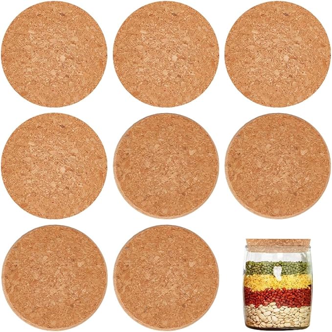 OLYCRAFT 8 Pcs Large Cork Stoppers Tapered Cork Plugs Wood Corks Lids Bottle Lids Cork Stoppers 3.1~3.4 inch Wine Bottle Stoppers Wood Jar Cork for Kitchen Wedding Favor Canning - 1.7cm Thick