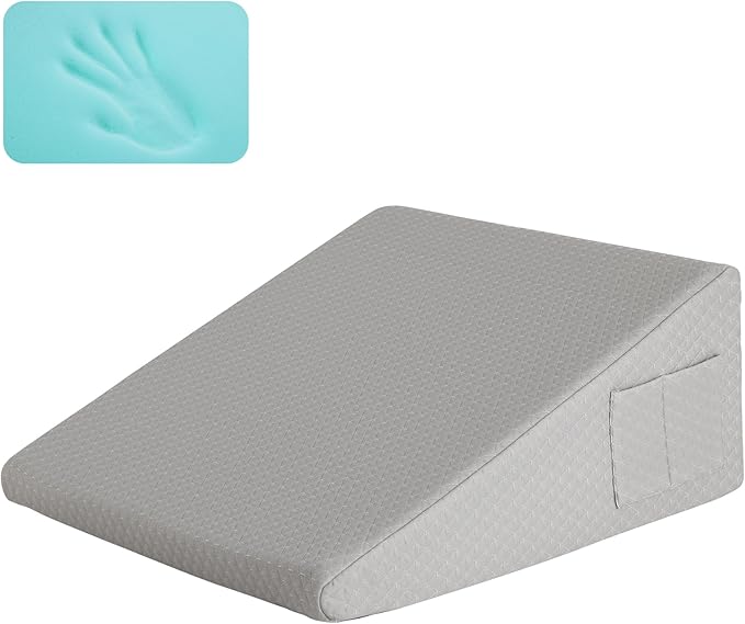 Bed Wedge Pillow for Sleeping, 12" Wedge Pillows for After Surgery, Soft Memory Foam Top, Triangle Pillow Wedge, Body Positioners for Leg Elevation, Acid Reflux, Gerd, Snoring Relief, Grey