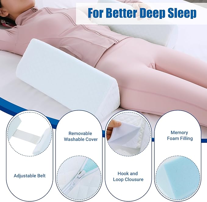 HOMBYS Memory Foam Sleep Position Training Pillow, Body Supportive Trainer Pillow for Back Sleeper Side Sleeper, Adjustable Body Pillow - White