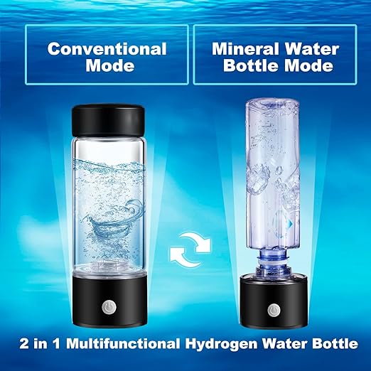 Hydrogen Water Bottle, Hydrogen Water Bottle Generator, 3Min Quick Electrolysis, 2 in 1 Portable Hydrogen Water Generator, Hydrogen Water Ionizer Machine with SPE PEM for Home, Office, Travel