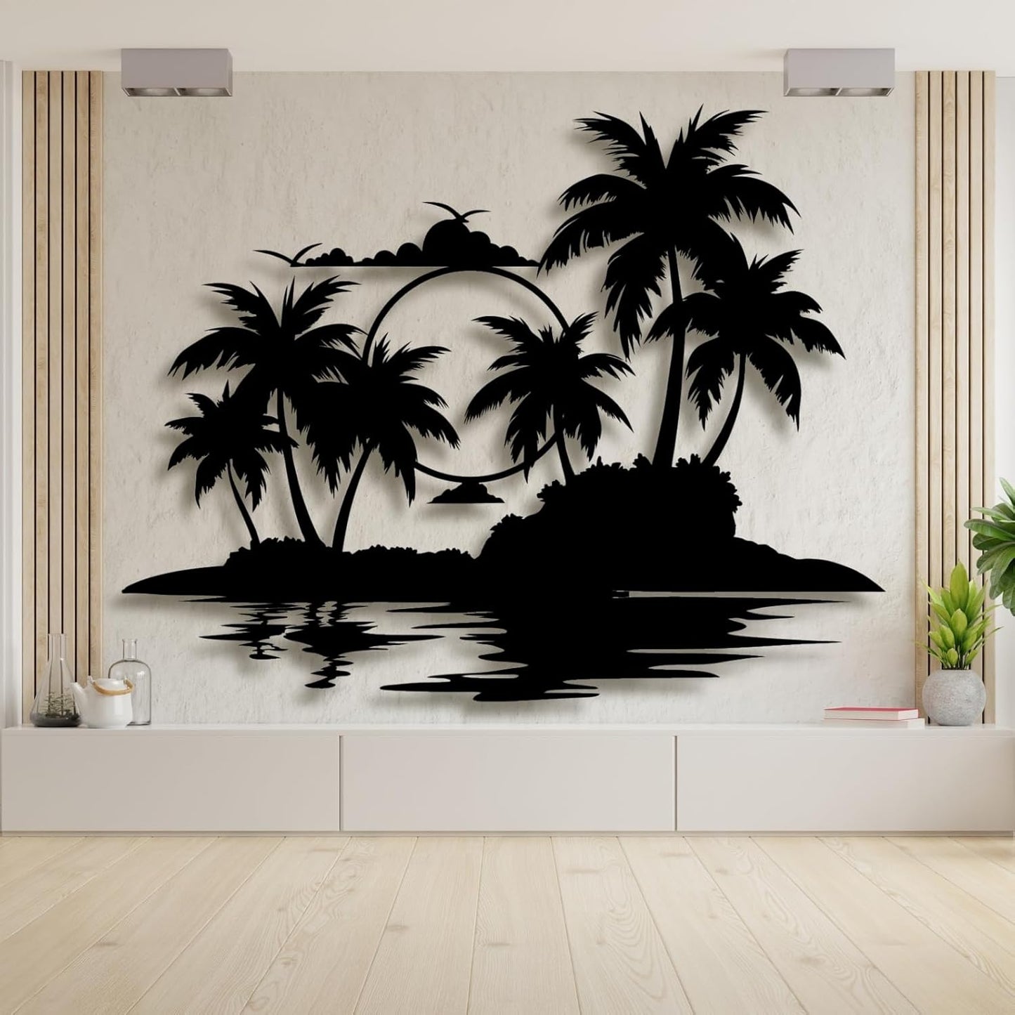 Palm Tree Metal Wall Decor,Palm Tree Metal Wall Art,Metal Palm Tree,Metal Palm Tree Wall Decor,Tropical Metal Wall Art,Beach Wall Decort,Metal Wall Decor (style 2,white,24 L" x 19 W" / 60 x 47 cm)