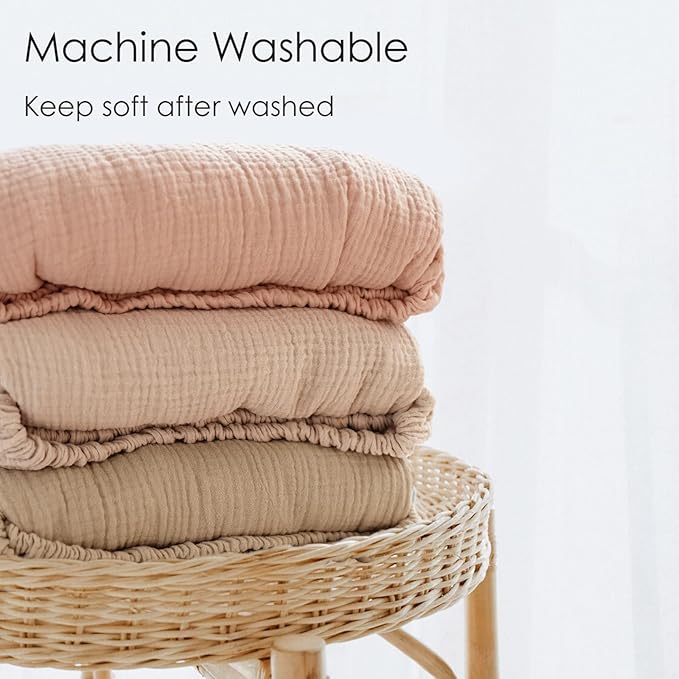 Muslin Crib Sheets for Baby Girls and Boys, Neutral Fitted Baby Bed Sheets for Standard Crib & Toddler Mattress - Soft and Breathable - 52"x28" (Pink & Ivory)