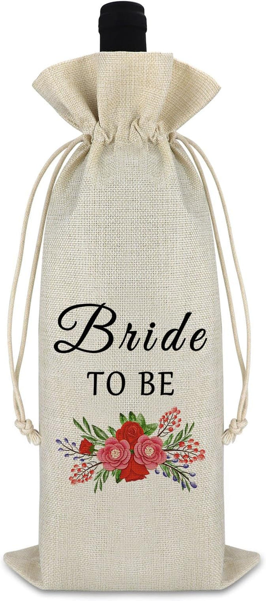 Wedding Gift for Bride Bride to Be Wine Bag Bridal Shower Gift for Women Engagement Proposal Gift for Bride Friends Sister BFF Drawstring Burlap Wine Bag Christmas Valentines Day Gift Bride Gift