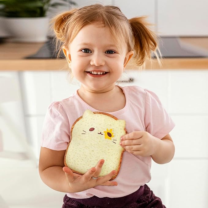 Toast Bread Pillow Funny Sliced Bread Plush Toy Pillows, Funny Food Plushie Stuffed Toy, Cute & Soft Bread Shape Stuffed Decor Toy, Birthday Toy for Kids & Toddlers