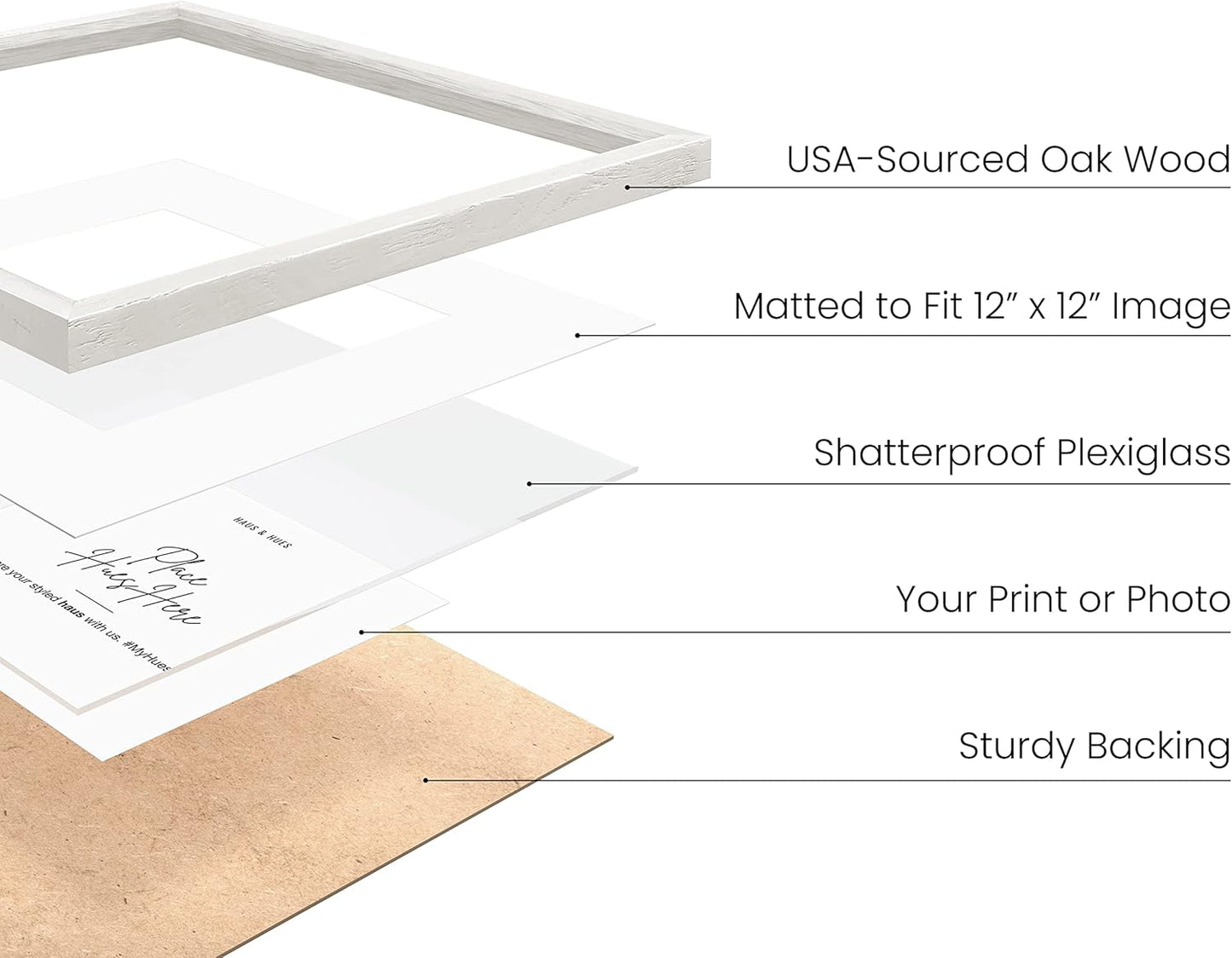 HAUS AND HUES White Square Frames Set of 9-16x16