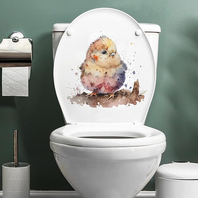 Lovely Cute Watercolor Chicken Wall Stickers Decals, Farm Animals Decor Vinyl Waterproof Peel Removable Self-Adhesive Murals for Nursery Kids Bedroom Bathroom Toilet Playroom Furniture Classroom