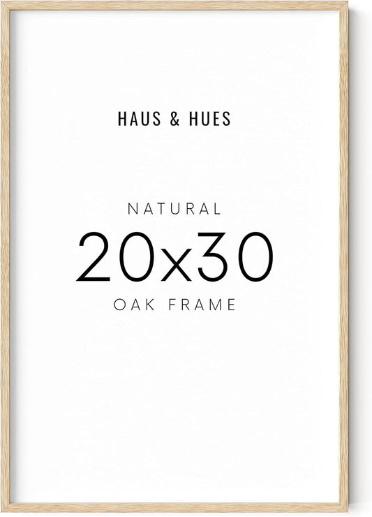 HAUS AND HUES Picture Frame, 20 x 30 inches, Beige Wood, Poster Frame, Natural Finish, Lightweight, for Horizontal and Vertical Wall Mount