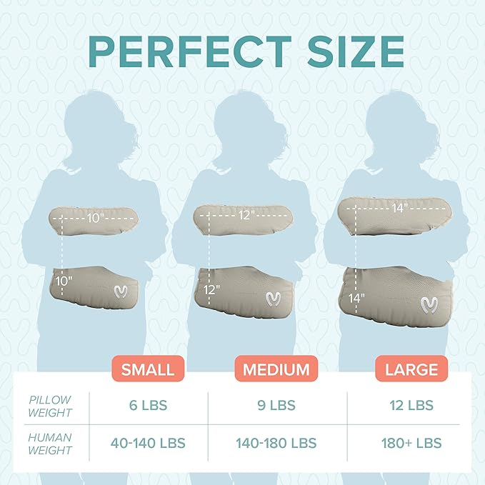 Calmier - 9 lb Sensory Weighted Pillow - Glass Bead Filled Hug Pillow - Ultra Plush Cozy Weighted Pillows for Adults and Kids - Child Sensory Pillow - Weighted Lap Pad (Tan - Fleece, 9 LBS)