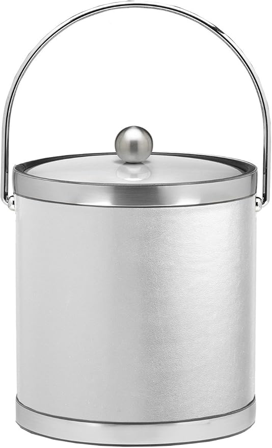 Kraftware Leatherette, 3 Qt, White with Brushed Chrome ice Bucket