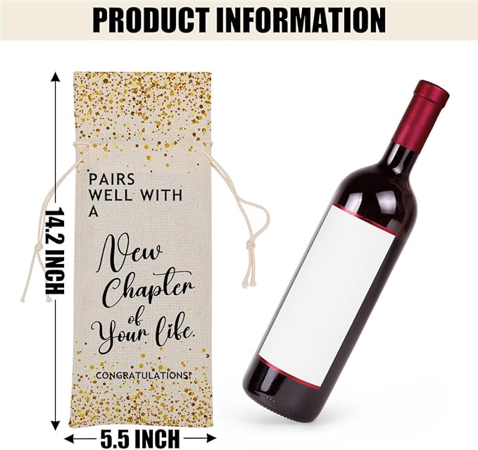 Farewell Gifts for Coworkers Leaving Job Going Away Gift Wine Bag New Beginnings New Job Gifts for Women Men Friend Congratulations Retirement Engagement Wine Bags