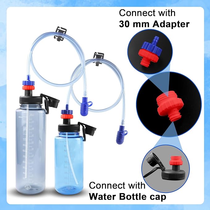 Hydration Adapter Kit for Nalgene Water Bottle with Cap, Compatible with 32/48 oz Wide Mouth Water Bottles, Outdoor Sports Accessories, Use for Camping, Cycling, Hiking(Red)