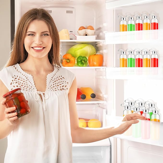 Zubebe 40 Pcs 10 oz Reusable Water Bottles Bulk Clear Bottles with Stainless Steel Leak Proof Lids Acrylic Bottles with Nylon Carrying Strap Shaker Bottles for Water, Milk, Smoothie, Juice Beverage