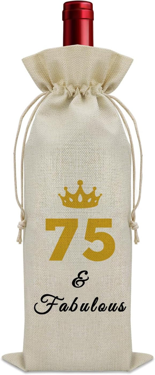 Sazuwu 75 Years Old Birthday Gifts for Women Men Wine Bag Happy 75th Birthday Gifts for Mom Dad Wine Accessories Gifts for Wine Lovers Gifts for Someone Turning Sixty 1949 Birthday Gifts