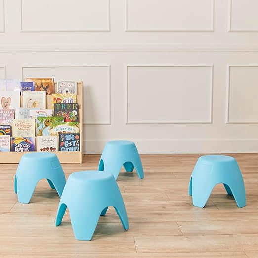 ECR4Kids Ayana Stool Set, Flexible Seating, Cyan Blue, 4-Pack