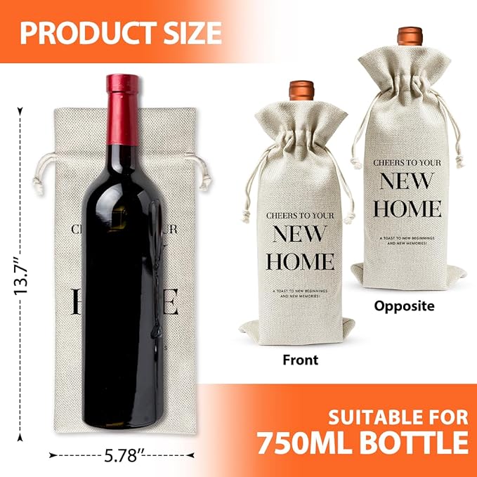 Housewarming Gift New House Wine Bag for Women Men Wife Husband Couple Owner Homeowner, Housewarming Gift New Home, New Home Gift Ideas, Realtor Gift to Client, Housewarming Party Supply