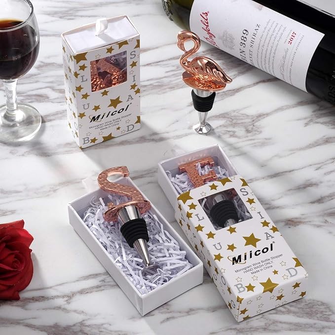 Miicol Wine Stopper, Prosecco Stopper, Wine Bottle Stopper, Personalised Champagne Stopper, Rose Gold Wine Accessories, Wine Lovers Gift, Monogram Gift, Letter S