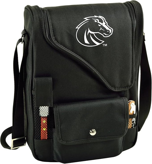 Picnic at Ascot Boise State Licensed Broncos Deluxe Wine Carrier with Wine Glasses and Accessories for Two Assembled & Quality Approved in The USA