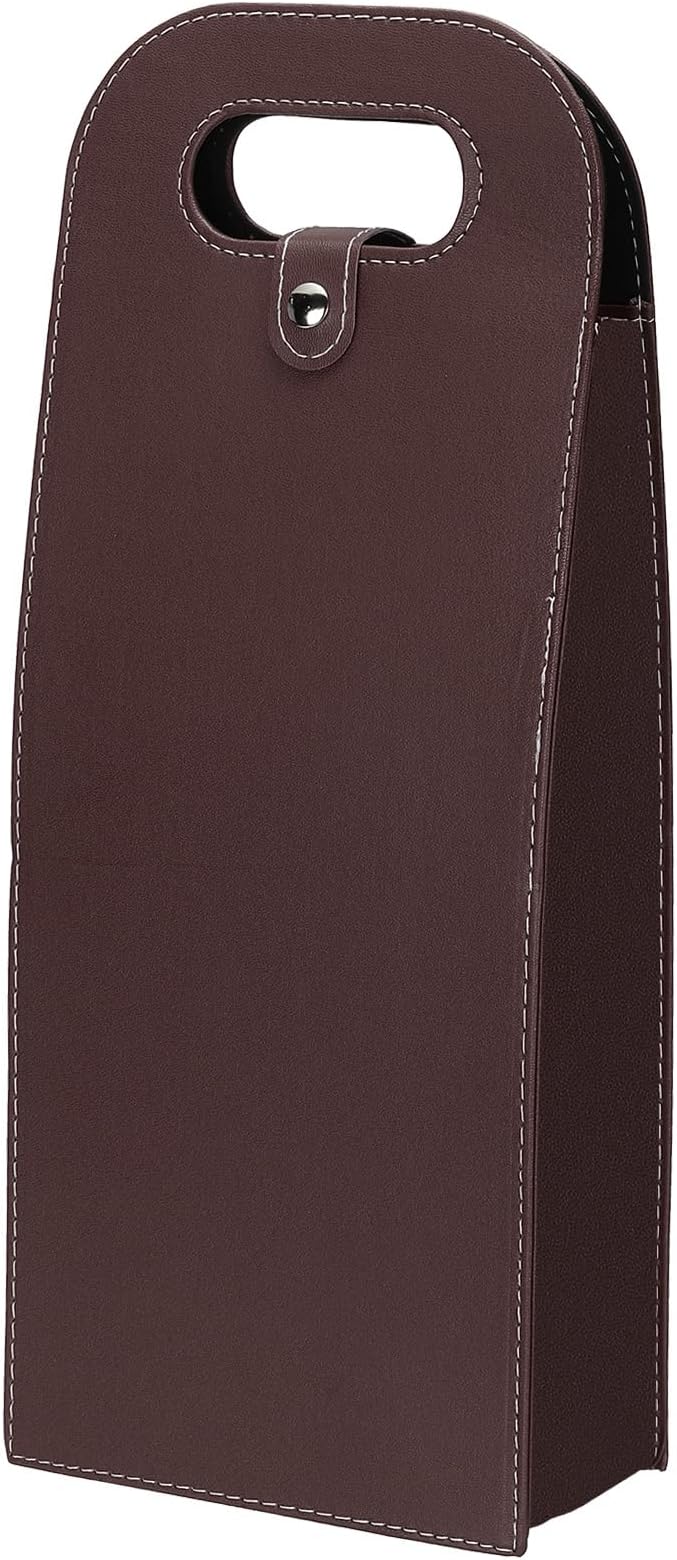 PATIKIL 2 Bottle Wine Gift Bag, Wine Bag Reusable Leather Wine Tote Carrier for Wine Bottles Portable Champagne Gift Bags for Picnic Party Wedding, Brown