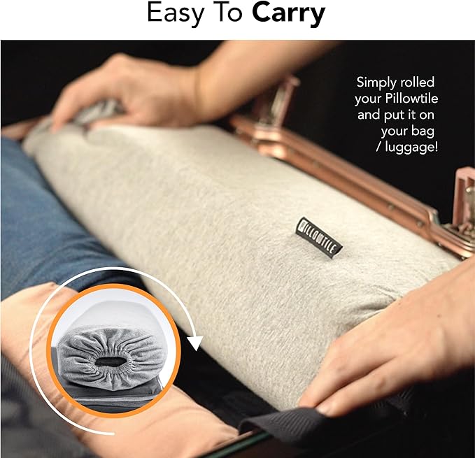 Ultra Thin Pillow 1 inch Thickness - Foldable, Rollable, Stackable - Made from Natural Latex - Low Profile, Super Flat (Firm, Orange Tangerine)