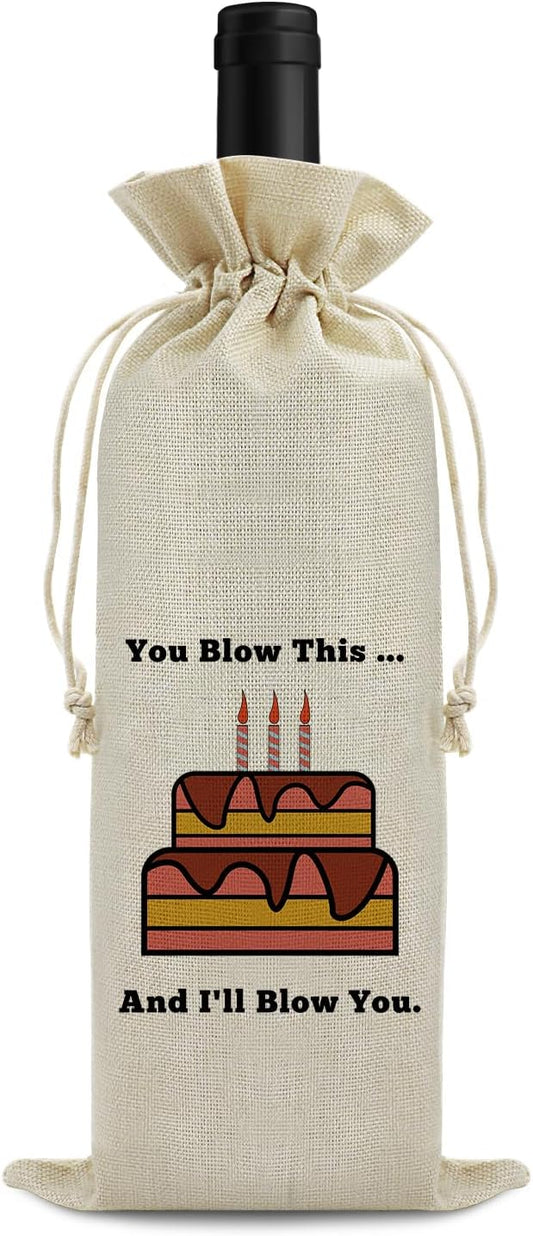 Funny Birthday Gift for Women Wine Bag Birthday Gift Ideas Wine Bag for Men Friend Boss Coworker Teacher Mom Dad Birthday Party Decoration Wine Bag Gifts Pairs Well with Celebrating Birthday Wine Bag