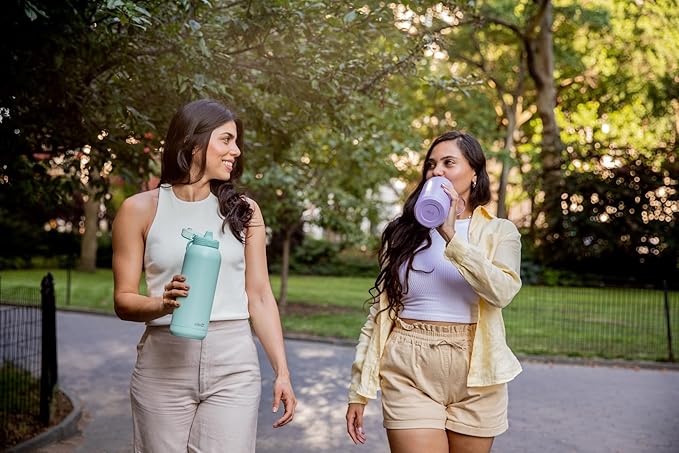 Ello Cooper 40oz Stainless Steel Water Bottle with Straw and Carry Handle, Double Walled and Vacuum Insulated Metal, Leak Proof Locking Lid with Soft Silicone Spout, Reusable, BPA Free, Yucca