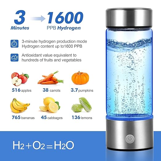 Hydrogen Water Bottle, Hydrogen Water Bottle Generator, 3 Minutes to Improve Water Quality, Perfect for Travel, Exercise, Office, Home Drinking