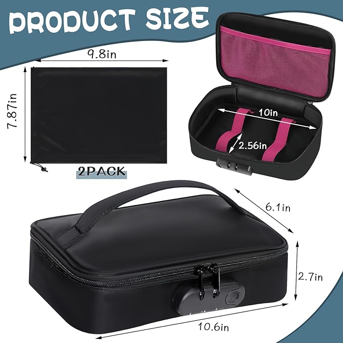 Discreet Lockable Toy Storage Bag, Locking Storage Box Toy Organizer Case Organizer Container with 2 Drawstring Bags, Lock Box Travel Game Bag for Women and Men