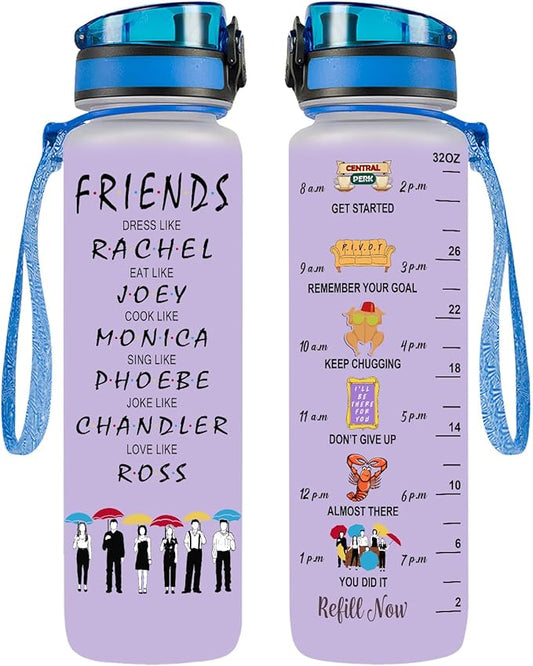 Gifts for Best Friends, Friends Water Bottle 32 oz with Time Marker, Bestie Motivational Bottle, Friendship Birthday Gifts, Bestie Gifts for Women