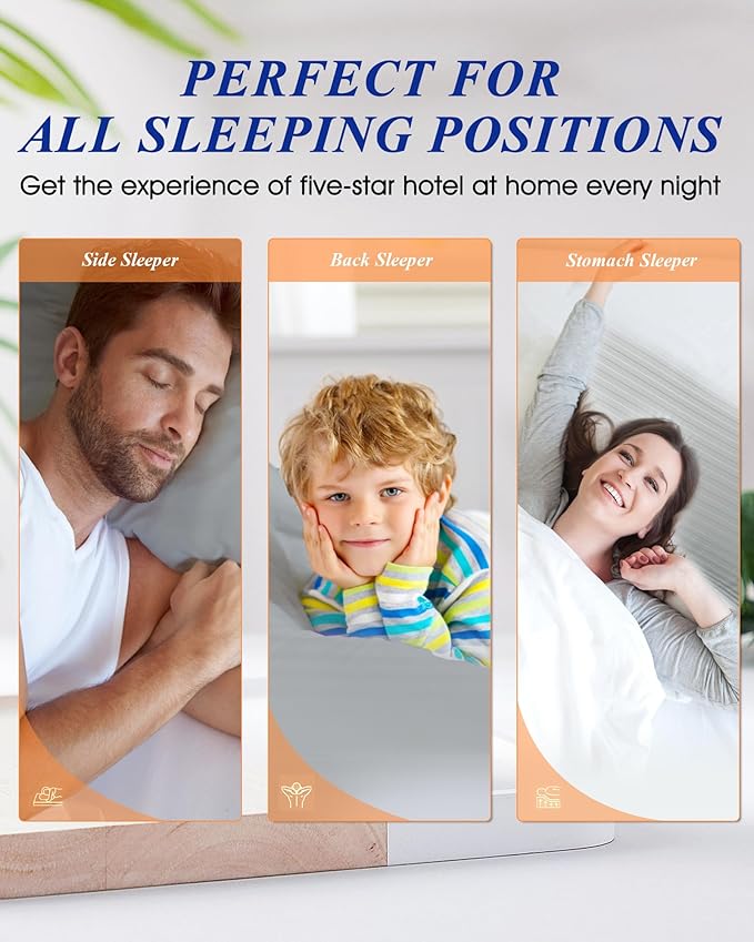 Bed Pillows for Sleeping King Size, Set of 2- Cooling, Luxury Hotel Quality with Premium Soft Down Alternative Filling for Back, Stomach or Side Sleepers, Light Grey