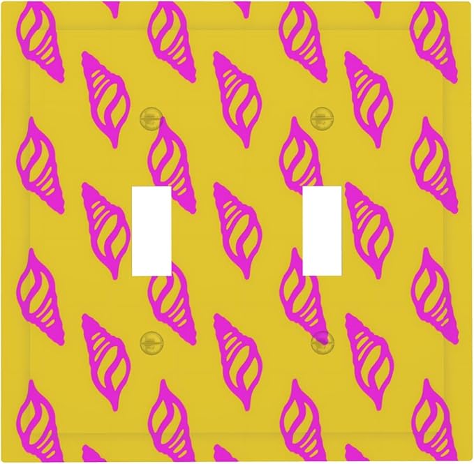 Beautiful Shell Multicolored Double Toggle Light Switch Covers 2 Gang Wall Plate Dual Decorative Switchplate Electrical Faceplate for Bathroom Country Kitchen Bedroom Decor, 4.9" x 5"