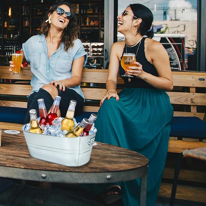 4PCS 3 Gallon Galvanized Tub, Beverage Tub, Ice Buckets for Parties With Carry Handles, Drink Buckets for Parties, Beverage Tubs for Parties, Mimosa Bar Supplies