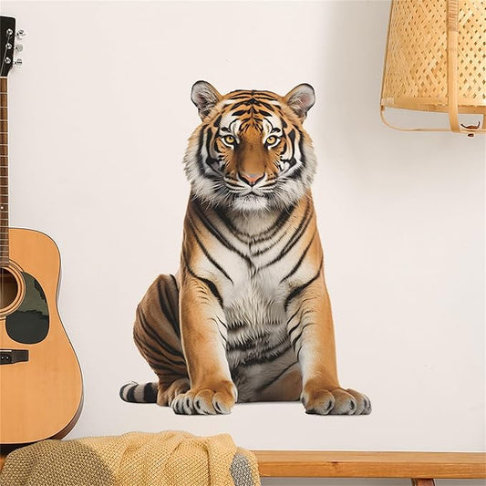 Lifelike Tiger Wall Decal 3D Animals Wall Sticker Safari Wall Decor for Nursery Kid'sroom School Classroom Livingroom Bedroom Bathroom Decoration (Lifelike Tiger 8)
