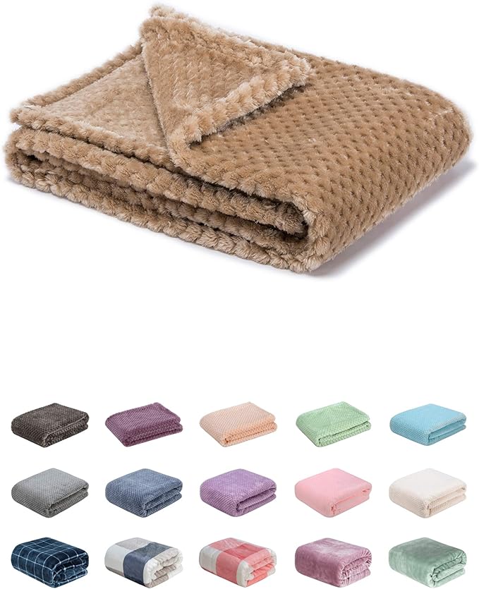 Fuzzy Blanket or Fluffy Blanket for Baby, Soft Warm Cozy Coral Fleece Toddler, Infant or Newborn Receiving Blanket for Crib, Stroller, Travel, Decorative (28Wx40L, XS-Coffee)