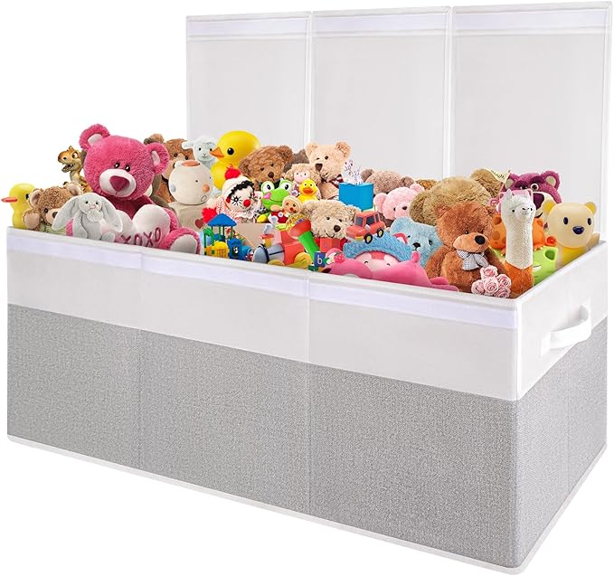 Kids Toy Box, Extra Large Toy Chest for Boy and Girl, 118L Toy Storage Organizer Stuffed Animals Holder with Removable Divider and Sturdy Handle for Nursery, Bedroom, Living room, 36"L x 12.6"W x 16"H