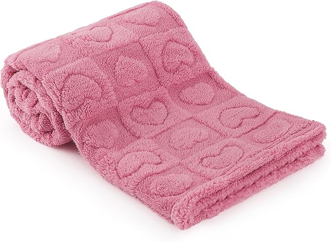Plush Soft with Heart Checkered Baby Blanket,Fleece Infant Toddler Blankets for Girls Boys,Warm Lightweight Breathable Newborn Receiving Blankets for Crib Stroller 32"×37" (deep Pink, Heart)