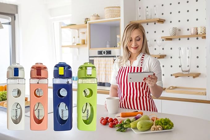 Water Bottle with Rope handle Easy Carry, Sport Water Bottle for Gym, Outdoor, School and Office, Leak Proof Portable Water Bottle BPA Free, Drink Water Bottles 650 ml / 22 oz. (Pink)