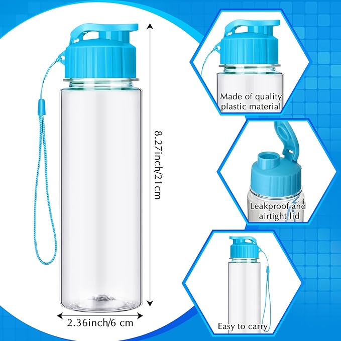 Mifoci 20 Pieces Water Bottle Bulk Plastic Water Bottles Bulk Gym Sports Adults Reusable Large Water Bottles with Leak Proof Flip Top for Party Outdoor(17 oz,Colorful)