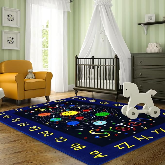 Kids Rug 3x5 Rug Baby Floor Mat Kids Educational Rug Area Rug for Learning Alphabet Play Mats for Babies and Toddlers Nursery Rug Kids Room Rugs for Bedroom Carpet