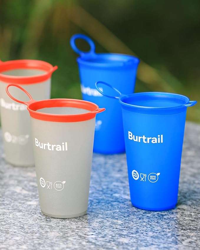 Collapsible Running Cup,Ultralight Protable Running Water Cup for Trail Running,Ultramarathon,Backpacking,Camping-BPA Free,200 ml/6.8 oz-2Pack, SeaBlue & Gray