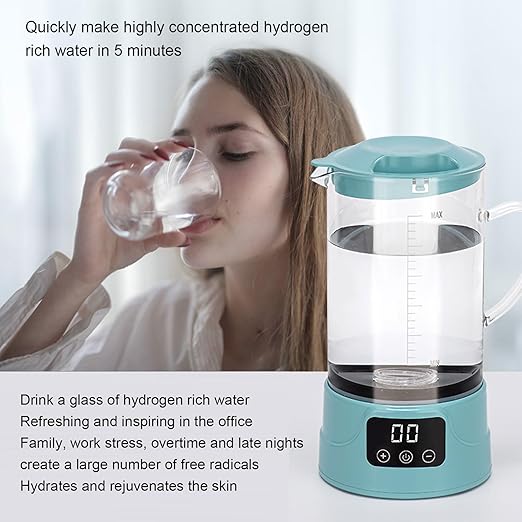 Hydrogen Water Pitcher, 1.5L Hydrogen Water Bottle Generator with SPE PEM Technology, Quick Electrolysis, LED Touch Display, for Home Fitness Office Daily