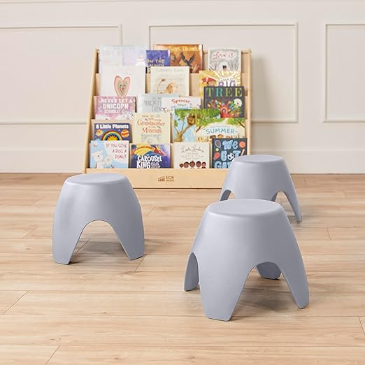 ECR4Kids Ayana Stool Set, Flexible Seating, Light Grey, 4-Pack