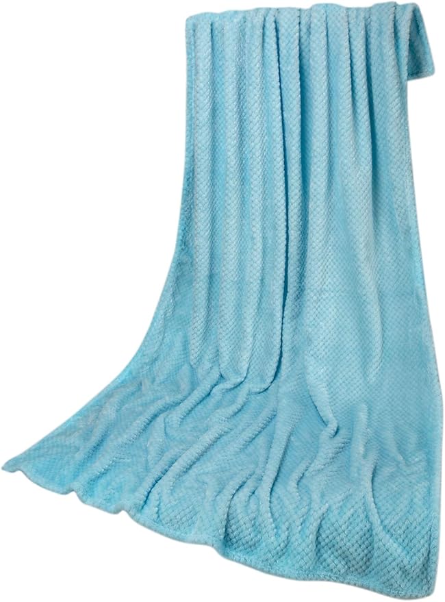 Fuzzy Throw Blanket, Plush Fleece Blankets for Adults, Toddler, Boys and Girls, Warm Soft Blankets and Throws for Bed, Couch, Sofa, Travel and Outdoor, Camping (Throw(50"x70"), L-Ice Blue)