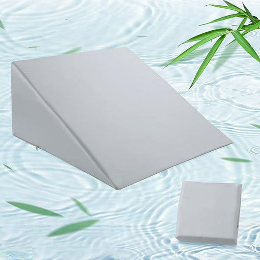 HOMBYS Bamboo Viscose Bed Wedge Pillow Cover with Zipper, 100% Viscose Made from Bamboo, Soft, Cooling, Breathable Wedge Pillowcase Sweat-Absorbent Pillowcase for Summer, 25"x25"x8", Light Grey