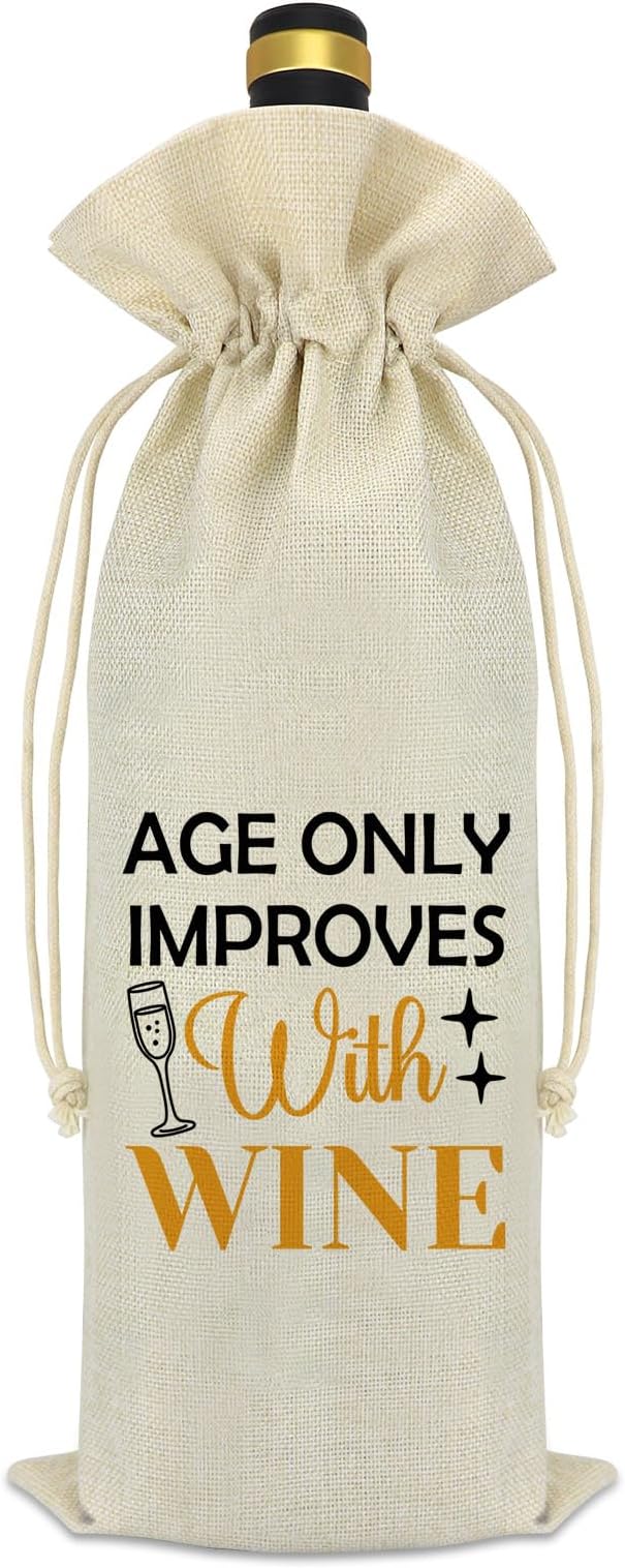 Funny Birthday Decorations Wine Bag Wine Lover Gifts Happy Birthday Gift for Her Him 30th 40th 50th 60th Birthday Party Supplies Wine Bottle Bag Bday Gift for Friends Coworker Mom Dad Grandpa Grandma