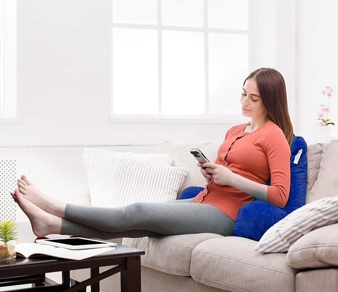 Nestl Reading Pillow for Kids, Small Bed Pillow, Back Pillow for Sitting in Bed, Memory Foam Chair Pillow, Reading & Bed Rest Pillows, Royal Blue Back Pillow for Bed, Arm Pillow with Pockets