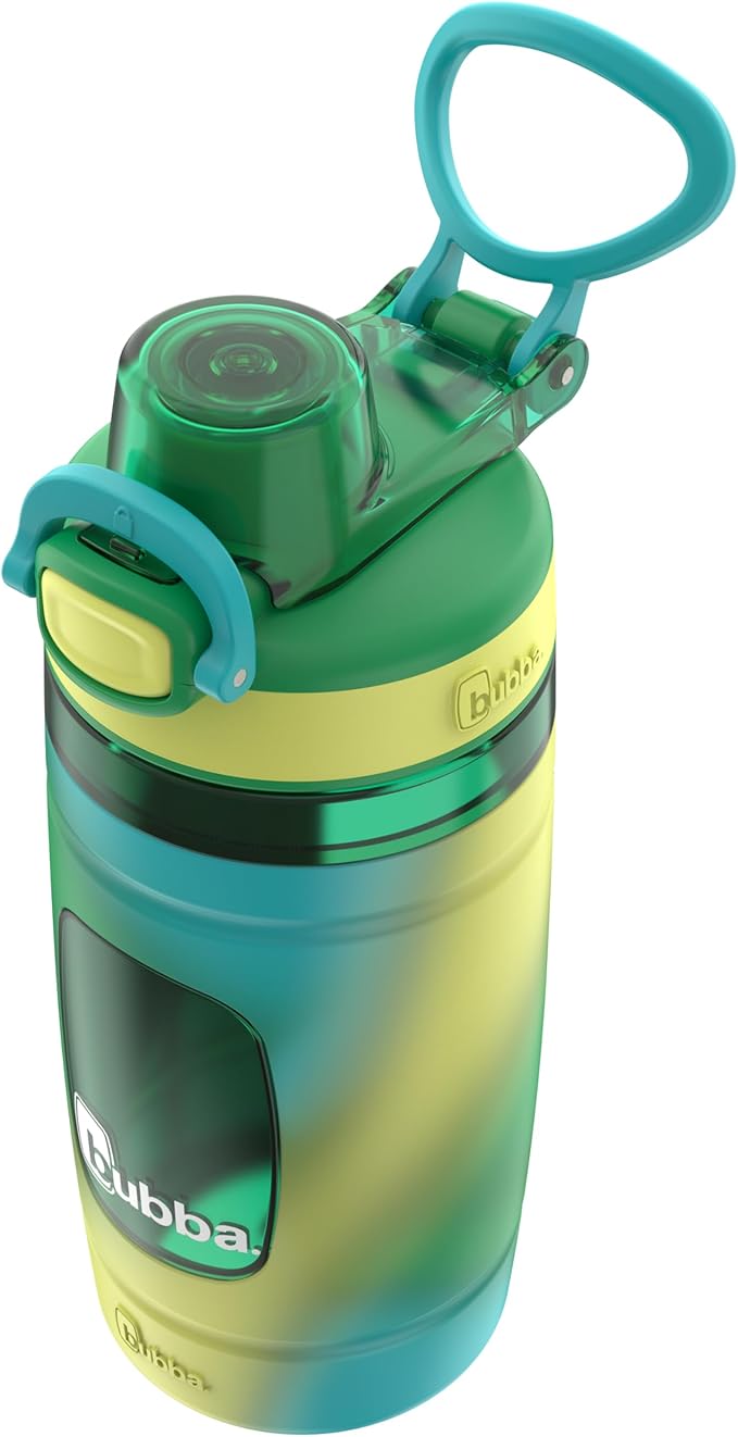 Bubba Kids Flo Silicone Sleeve and Wide Mouth, 16oz. Water Bottle, Medium, Fresh Fern Tie Dye