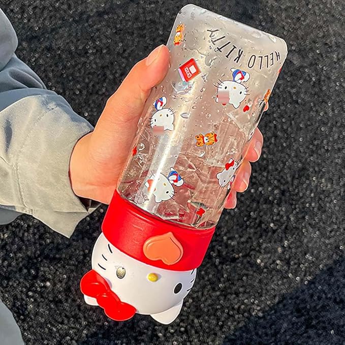 Kawaii Cartoon Water Bottle, 500ML Cute Anime Portable Drinking Bottle for Outdoor, Office, Travel, Birthday Gift