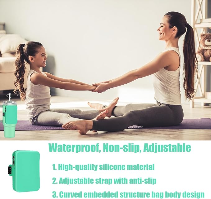 Silicone Water Bottle Pouch for Stanley, Tumbler Carrier with Zipper Pocket for Stanley 30oz/40oz & IceFlow 20/30oz, Gym Tumbler Accessories for Men Women