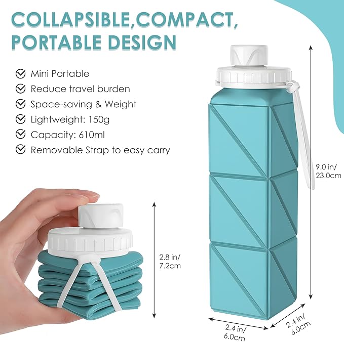 SPECIAL MADE Collapsible Water Bottles Cups Leakproof Valve Reusable BPA Free Silicone Foldable Travel Water Bottle Cup for Gym Camping Hiking Travel Sports Lightweight Durable