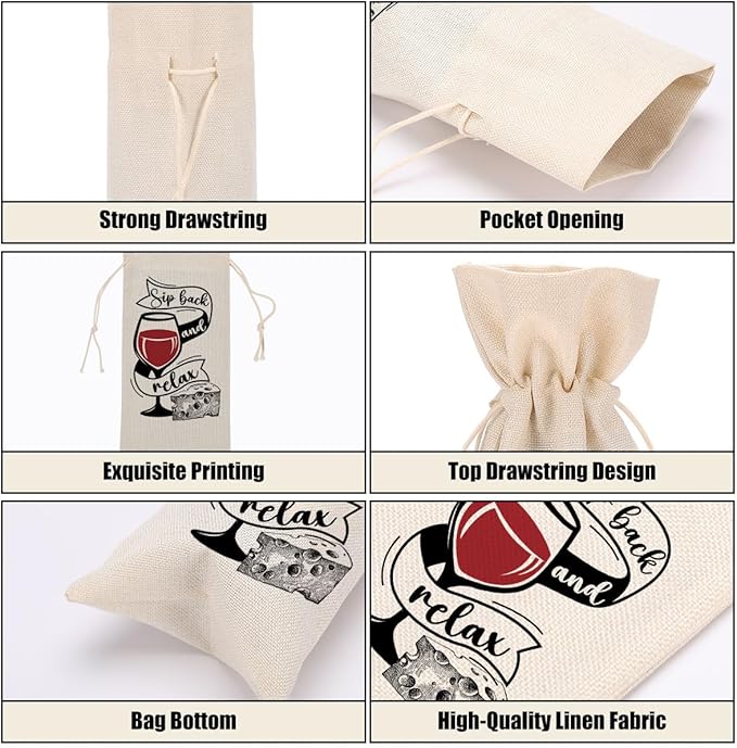 Funny Wine Quotes Wine Bag Wine Tasting Party Supplies for Wine Lovers Women Men Bride Coworker Her Christmas Birthday Wedding Bachelorrette Party Wine Bags